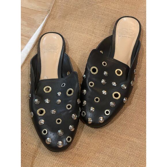 Gianni Bini black leather studded grommet mules slides 7M - Picture 1 of 6